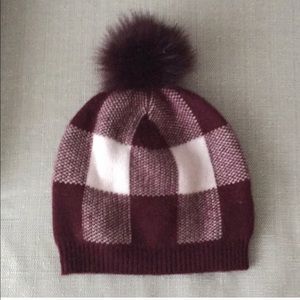 Club Monaco 100% Cashmere and Fox Pom Pom Hat